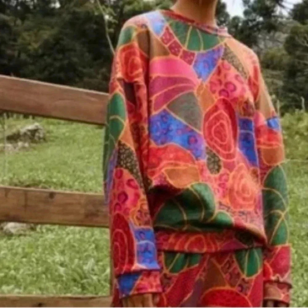 Farm Rio Hidden Animal Sweatshirt multi color oversized style XS New with tags
